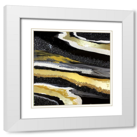 Black and Gold Agate White Modern Wood Framed Art Print with Double Matting by Storms, Alyson