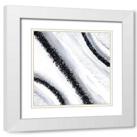Black and White Geode White Modern Wood Framed Art Print with Double Matting by Storms, Alyson