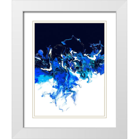 Blue Colorful Wave White Modern Wood Framed Art Print with Double Matting by Storms, Alyson