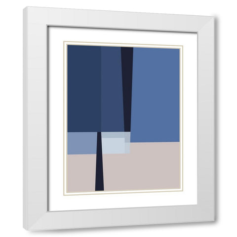 Blue Lines 1 White Modern Wood Framed Art Print with Double Matting by Storms, Alyson