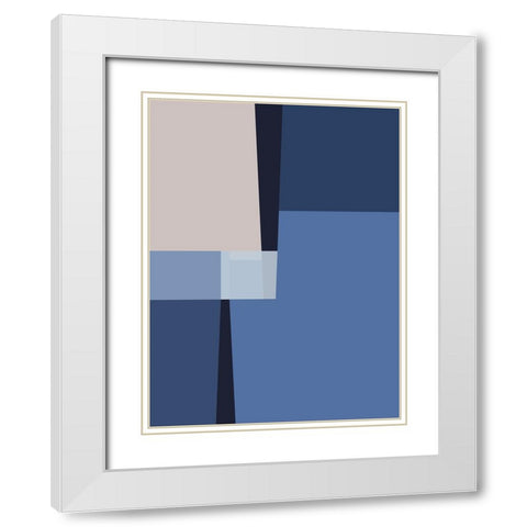Blue Lines 3 White Modern Wood Framed Art Print with Double Matting by Storms, Alyson