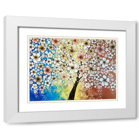 Cherry Blossoms White Modern Wood Framed Art Print with Double Matting by Storms, Alyson
