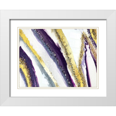 Deep Purple Agate White Modern Wood Framed Art Print with Double Matting by Storms, Alyson