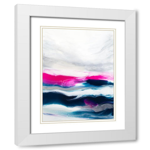 Fuschia Wave Part1 White Modern Wood Framed Art Print with Double Matting by Storms, Alyson