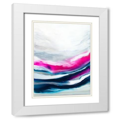 Fuschia Wave Part2 White Modern Wood Framed Art Print with Double Matting by Storms, Alyson