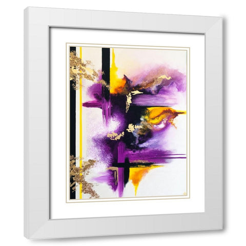 Geometric Purple and Yellow White Modern Wood Framed Art Print with Double Matting by Storms, Alyson