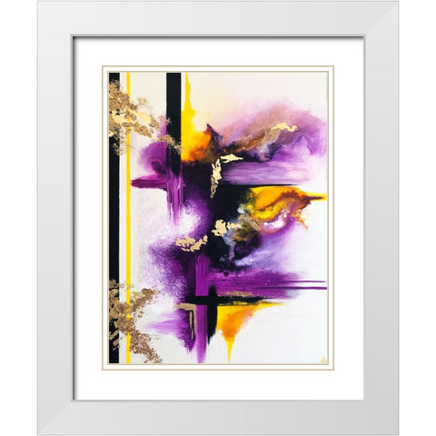 Geometric Purple and Yellow White Modern Wood Framed Art Print with Double Matting by Storms, Alyson