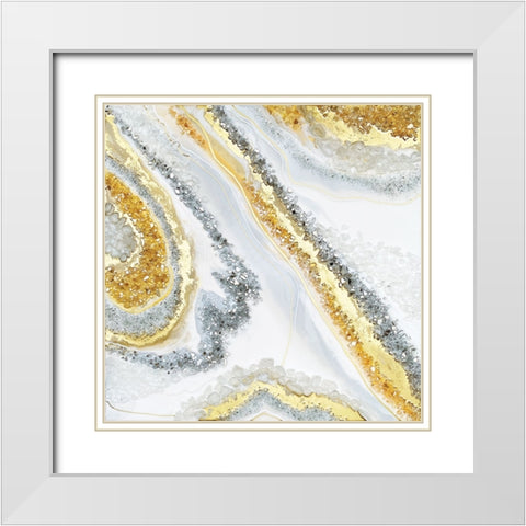 Gold Agate White Modern Wood Framed Art Print with Double Matting by Storms, Alyson