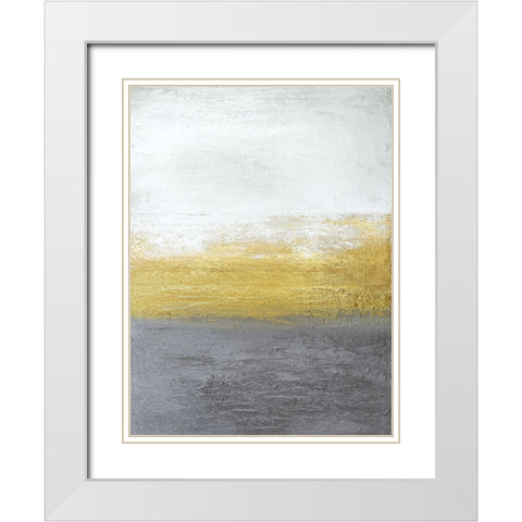 Gray and Gold White Modern Wood Framed Art Print with Double Matting by Storms, Alyson