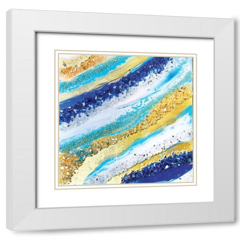 Ocean Blue Geode White Modern Wood Framed Art Print with Double Matting by Storms, Alyson