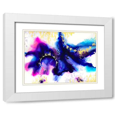 Purple Ink Blot White Modern Wood Framed Art Print with Double Matting by Storms, Alyson