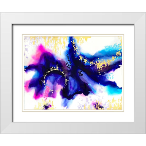 Purple Ink Blot White Modern Wood Framed Art Print with Double Matting by Storms, Alyson