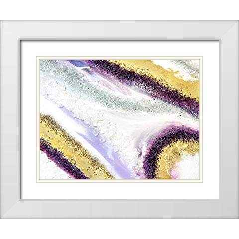 Purplei Agate White Modern Wood Framed Art Print with Double Matting by Storms, Alyson