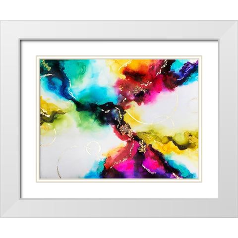 Rainbow Gold White Modern Wood Framed Art Print with Double Matting by Storms, Alyson