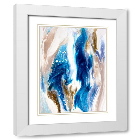 Sapphire Wave White Modern Wood Framed Art Print with Double Matting by Storms, Alyson