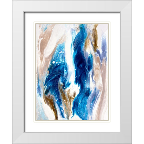 Sapphire Wave White Modern Wood Framed Art Print with Double Matting by Storms, Alyson