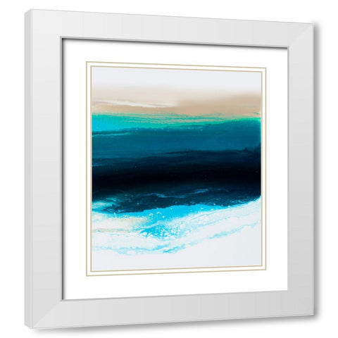 Teal Wave 2 White Modern Wood Framed Art Print with Double Matting by Storms, Alyson