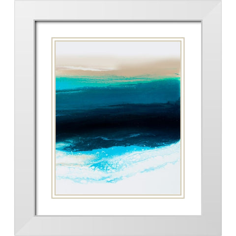 Teal Wave 2 White Modern Wood Framed Art Print with Double Matting by Storms, Alyson