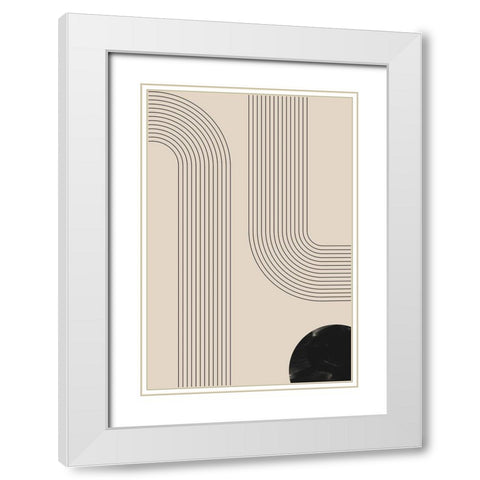 Black Minimal Line Art White Modern Wood Framed Art Print with Double Matting by Thaitanom, Nikki