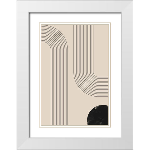 Black Minimal Line Art White Modern Wood Framed Art Print with Double Matting by Thaitanom, Nikki