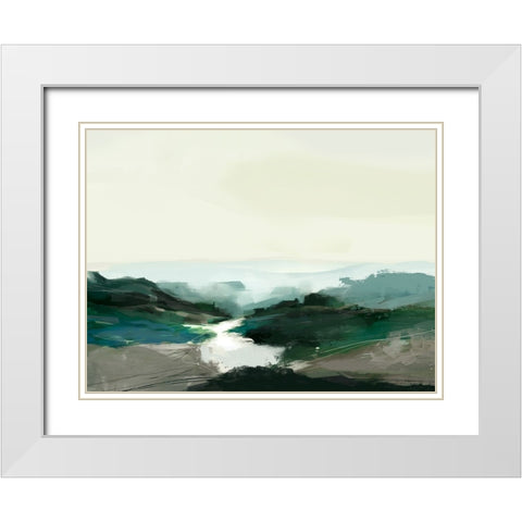 Highland View White Modern Wood Framed Art Print with Double Matting by Hobday, Dan