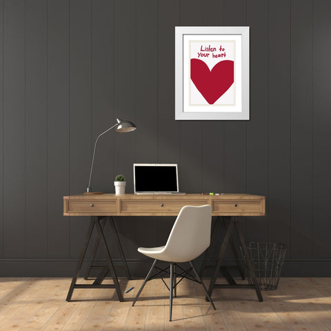 Listen To Your Heart White Modern Wood Framed Art Print with Double Matting by Fritsch, Athene