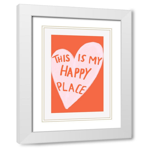 Happy Place White Modern Wood Framed Art Print with Double Matting by Fritsch, Athene