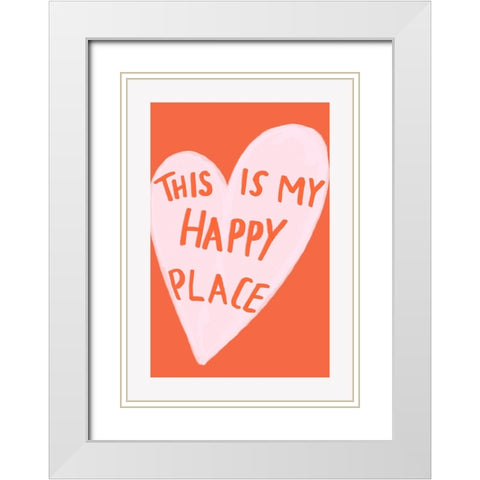 Happy Place White Modern Wood Framed Art Print with Double Matting by Fritsch, Athene