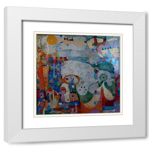 Distant Village White Modern Wood Framed Art Print with Double Matting by Loebelsohn, Alise