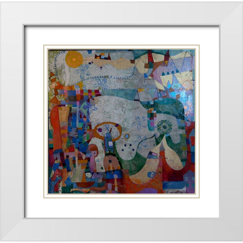 Distant Village White Modern Wood Framed Art Print with Double Matting by Loebelsohn, Alise