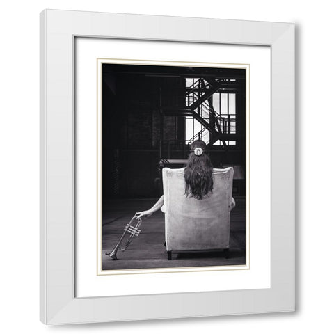 Sentimental Sounds White Modern Wood Framed Art Print with Double Matting by Alexandru, Padurariu
