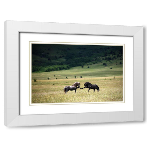 Peace White Modern Wood Framed Art Print with Double Matting by Vidak, Vedran