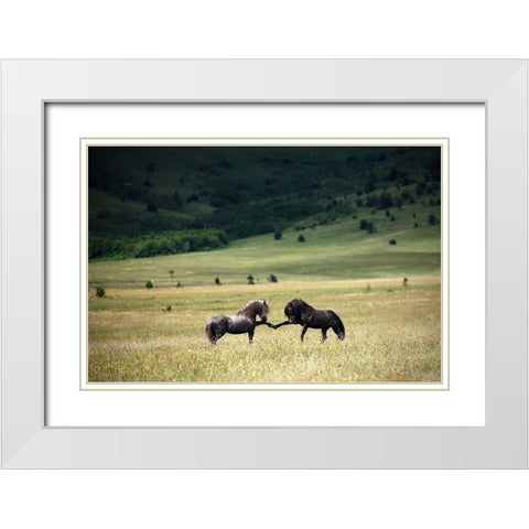 Peace White Modern Wood Framed Art Print with Double Matting by Vidak, Vedran