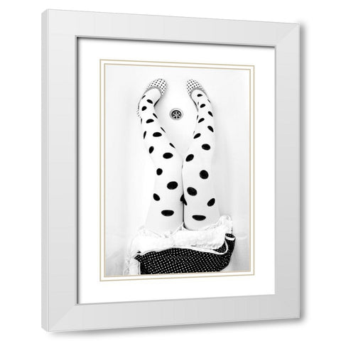 Dotted 2 White Modern Wood Framed Art Print with Double Matting by Wasilewski, Adam
