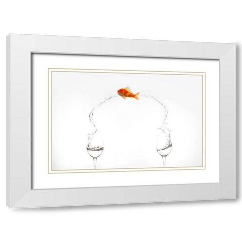 Jump! White Modern Wood Framed Art Print with Double Matting by Beut, Jose