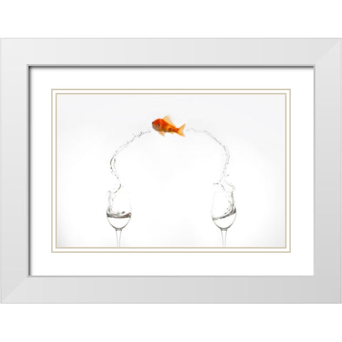 Jump! White Modern Wood Framed Art Print with Double Matting by Beut, Jose
