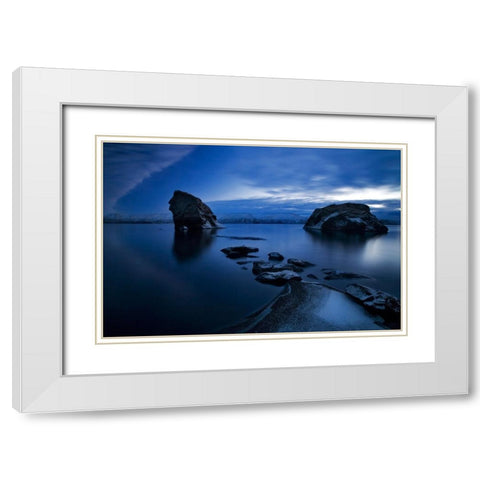 Blues White Modern Wood Framed Art Print with Double Matting by Ingibergsson, Bragi