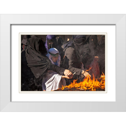 Chehel Minbari White Modern Wood Framed Art Print with Double Matting by Momeni, Mohammadreza