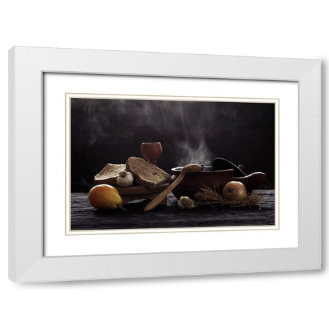 Untitled White Modern Wood Framed Art Print with Double Matting by Basa, Emine