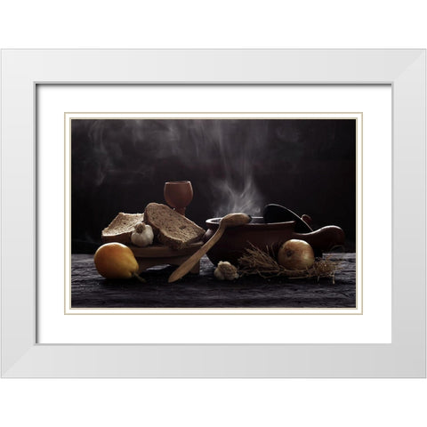 Untitled White Modern Wood Framed Art Print with Double Matting by Basa, Emine