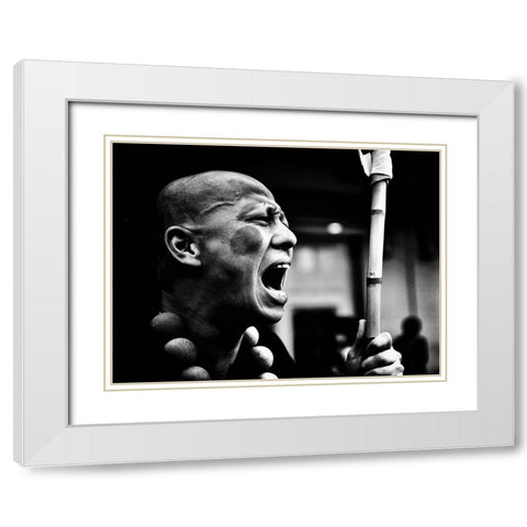 Untitled White Modern Wood Framed Art Print with Double Matting by Suzuki, Tatsuo