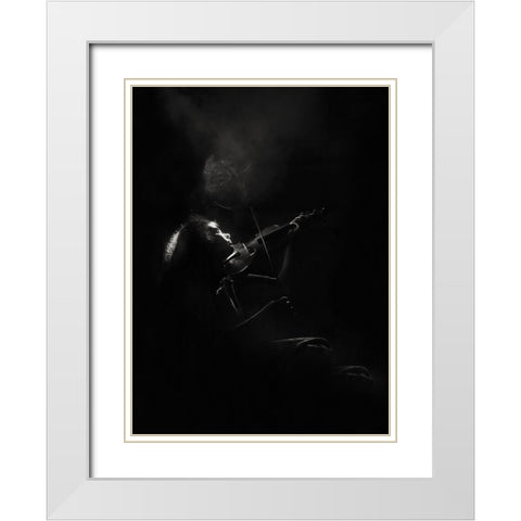 First, There Was A Violin.... White Modern Wood Framed Art Print with Double Matting by Bosogea-Tudor, Ileana