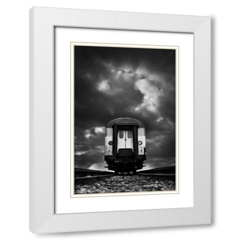 Wagon White Modern Wood Framed Art Print with Double Matting by Pajkic, Mladjan
