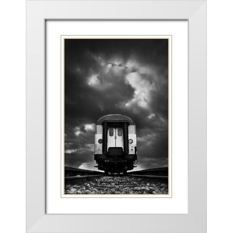 Wagon White Modern Wood Framed Art Print with Double Matting by Pajkic, Mladjan