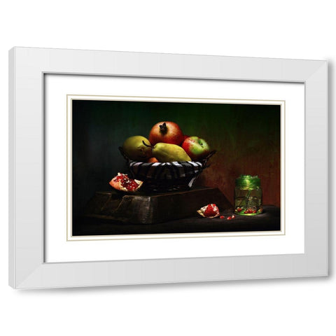 Still Life / Fruits White Modern Wood Framed Art Print with Double Matting by Basa, Emine