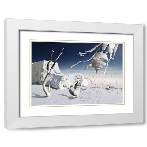 White And Blue White Modern Wood Framed Art Print with Double Matting by Penchev, Radoslav