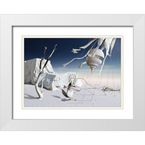 White And Blue White Modern Wood Framed Art Print with Double Matting by Penchev, Radoslav