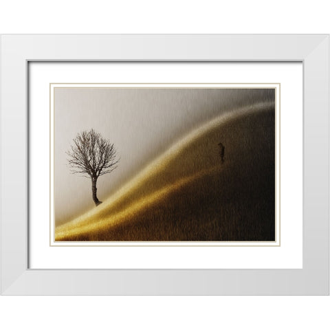 Golden hills White Modern Wood Framed Art Print with Double Matting by Andersen, Helge