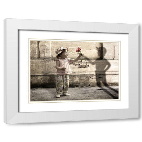Shyness White Modern Wood Framed Art Print with Double Matting by Petrus, Alin