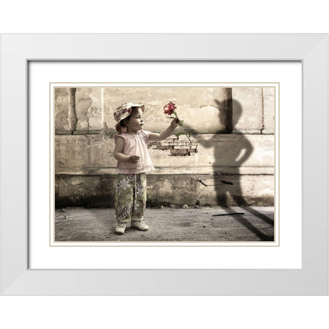 Shyness White Modern Wood Framed Art Print with Double Matting by Petrus, Alin